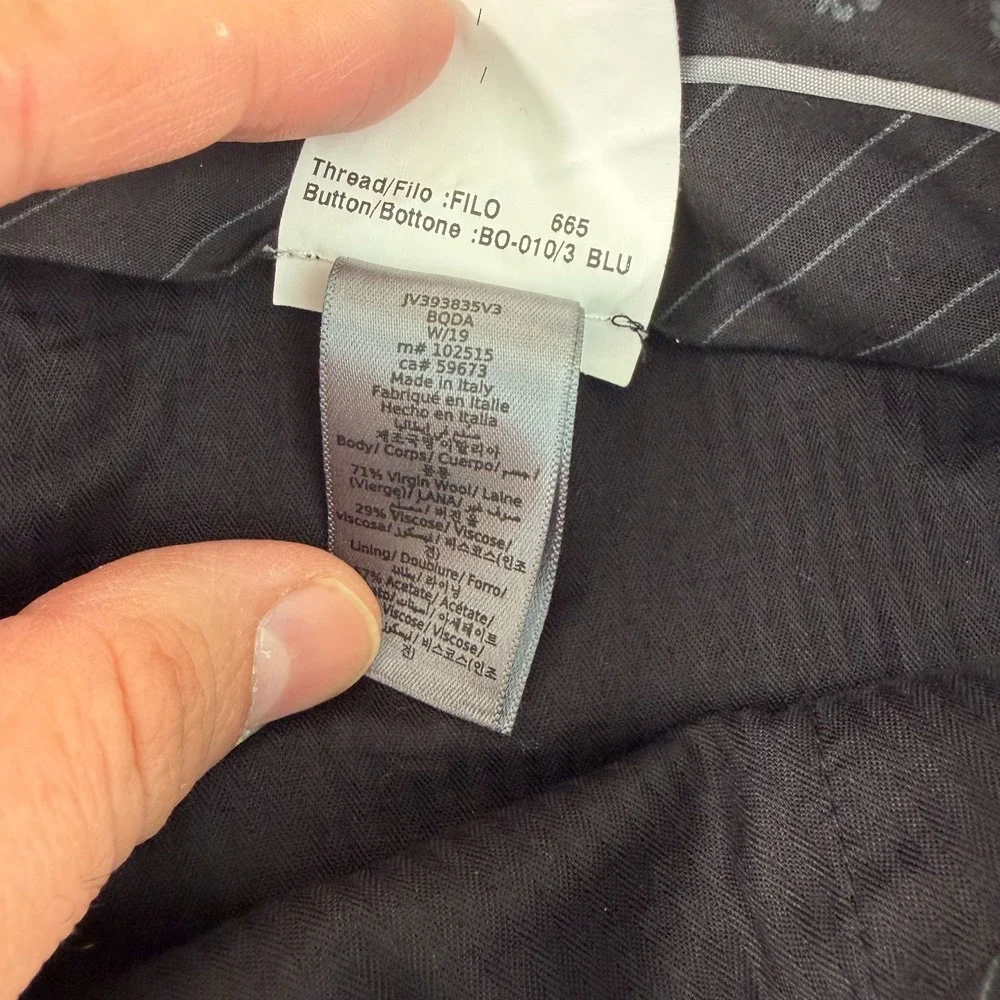 John Varvatos Virgin Wool Blend Trouser Pants Men 34x30 Blue Grey Pattern Italy‎